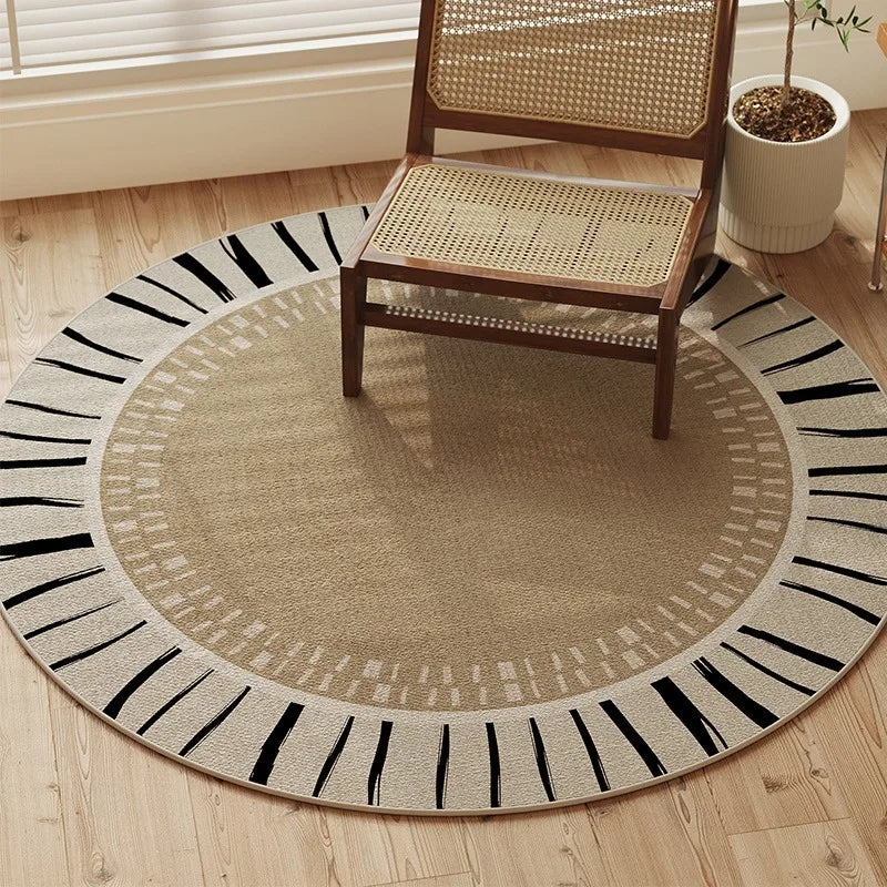 Round Bedroom Rug Light Luxury Study Coffee Table Floor Mat Retro Brown Living Room Carpet for Leisure Area Cloakroom Ковер 러그