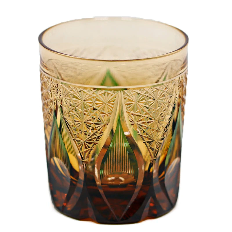 Edo Kiriko Drinking Glass Old Fashioned Crystal Whisky Cup For Scotch Bourbon Hand Cut Design Cocktail Glass With Gift Box 1PC