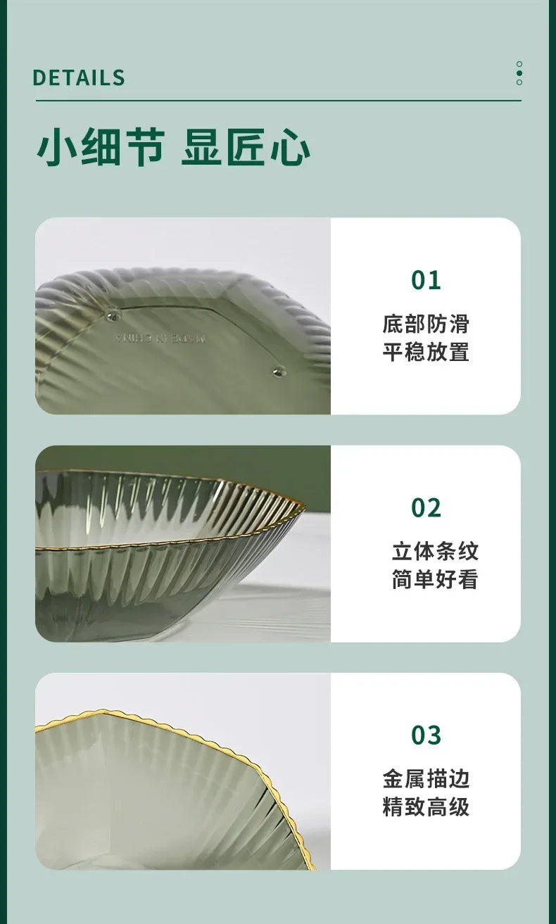 1PCS Table Plates for Serving Plates Dinnerware PET Partitioned Dish Snack Candy Cake Stand Bowl Food Fruit Plates Set Tableware