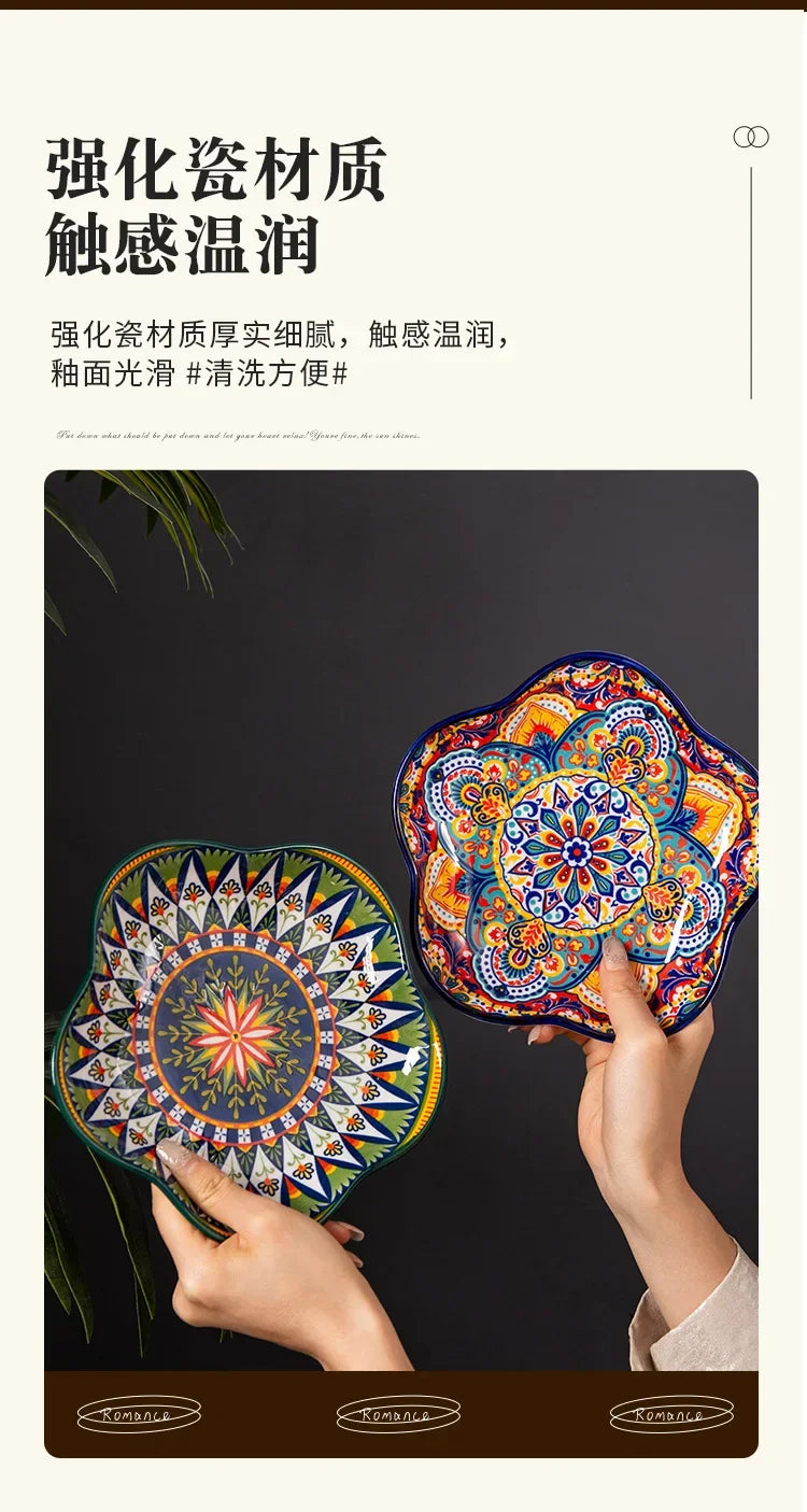 Ceramic Plates Vegetable Fruit Salad Good-looking Plate Breakfast Plates Exquisite Plum blossom Dinner Plate Western Pasta Plate