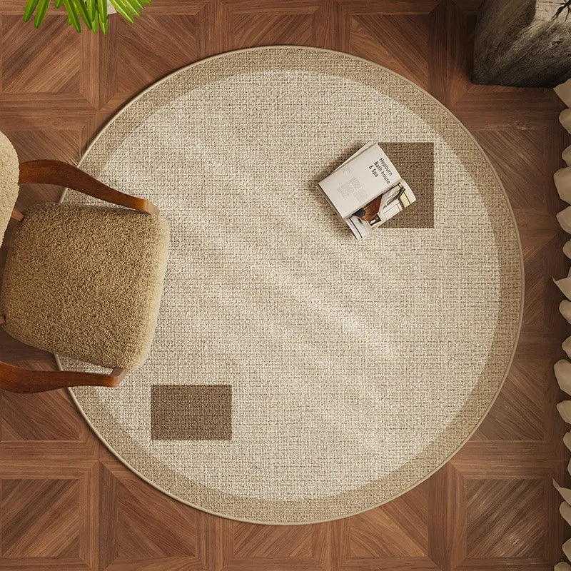 Round Bedroom Rug Light Luxury Study Coffee Table Floor Mat Retro Brown Living Room Carpet for Leisure Area Cloakroom Ковер 러그