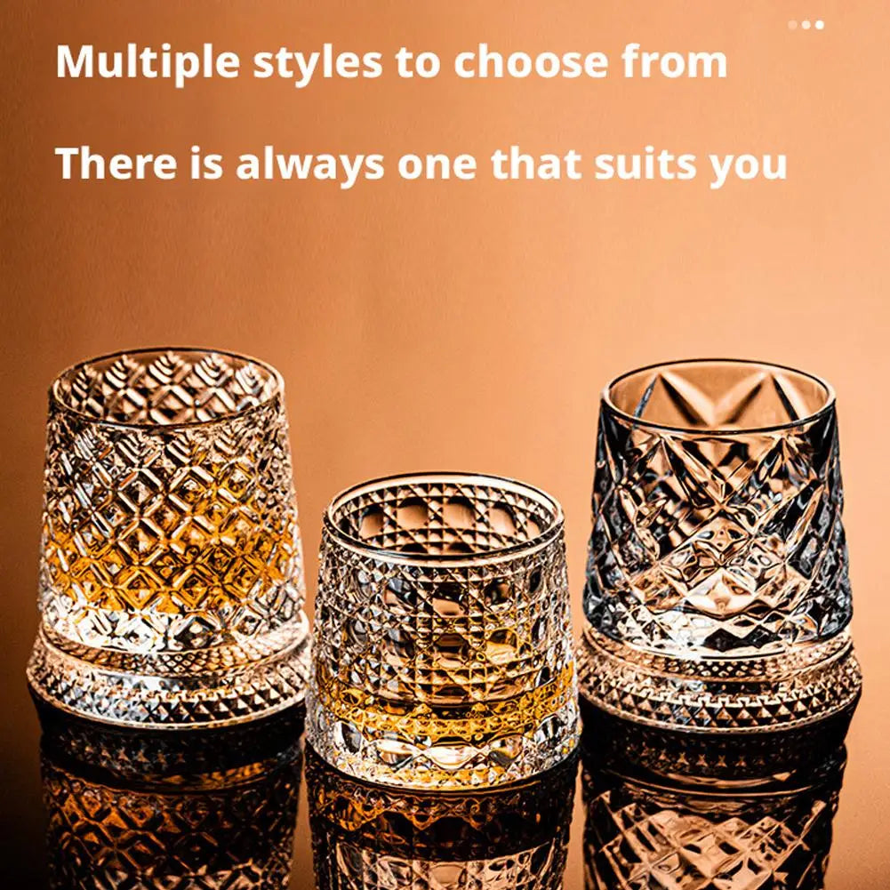 Rotating Whiskey Glass,Fashion Whiskey Glasses, Glassware For Bourbon, Gin, Voldka, Brandy For Cocktail Party Drinking Gift