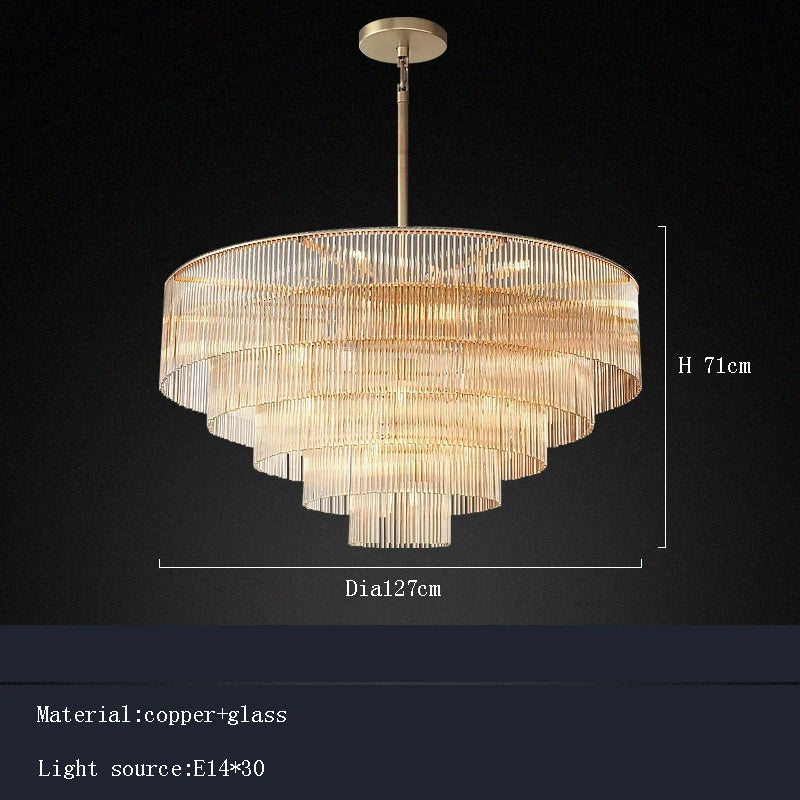 Art deco style Nordic chandelier featuring full brass and glass shade for dining room luxury creative hanging ceiling lamp