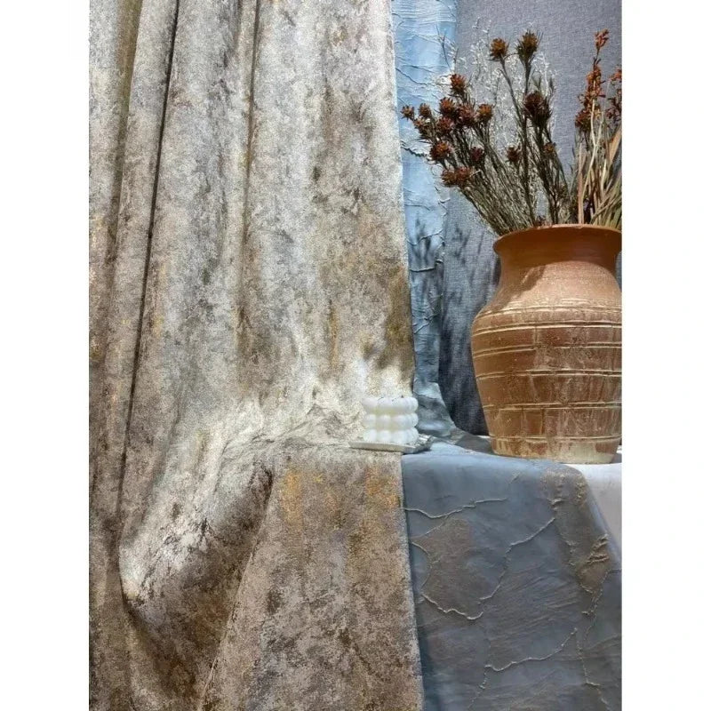 European Curtains For Living Room Dining Bedroom Minimalist Lace Modern American Opaque Blackout Printing Gold Wire Custom Size