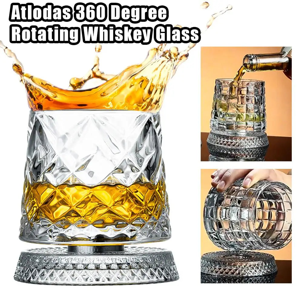 Rotating Whiskey Glass,Fashion Whiskey Glasses, Glassware For Bourbon, Gin, Voldka, Brandy For Cocktail Party Drinking Gift