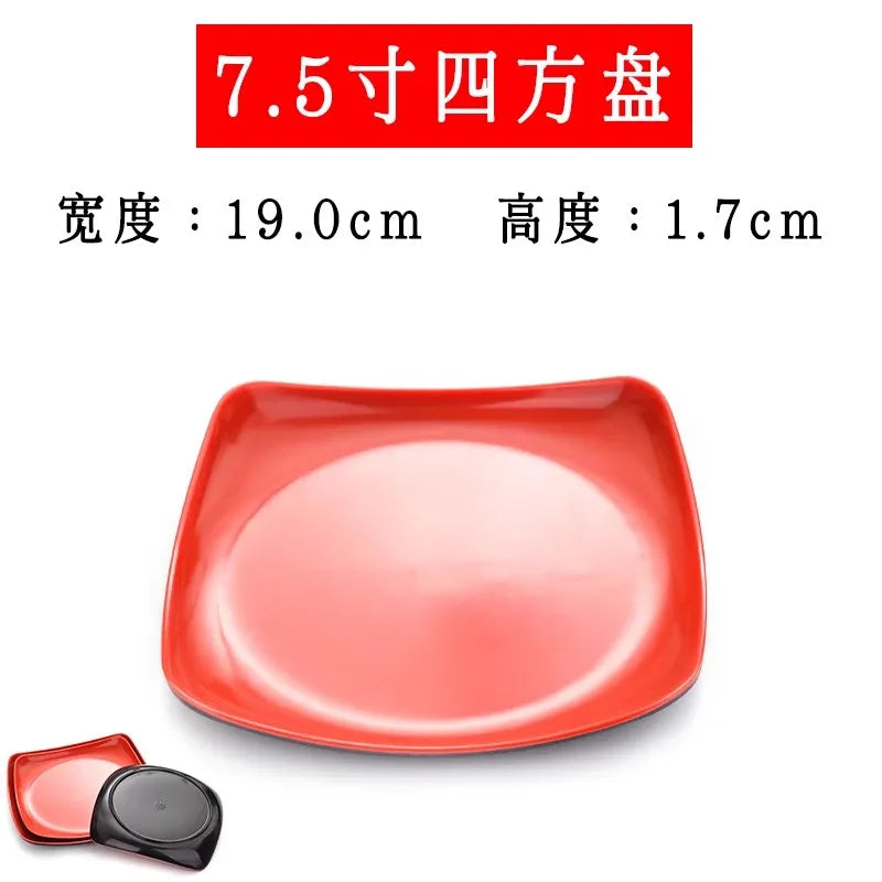 Round Red Melamine Plate, Plastic Self-service Plate, Dessert Plate, Fruits, Snacks, Barbecue, Tableware, Multiple Choices