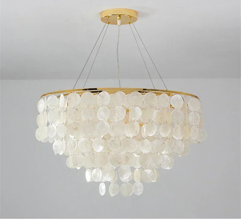 Shell Chandelier Bedroom Lighting Modern Hanging Chandelier With Gold Color For Living Room Dining Room Nordic Pendant Lights