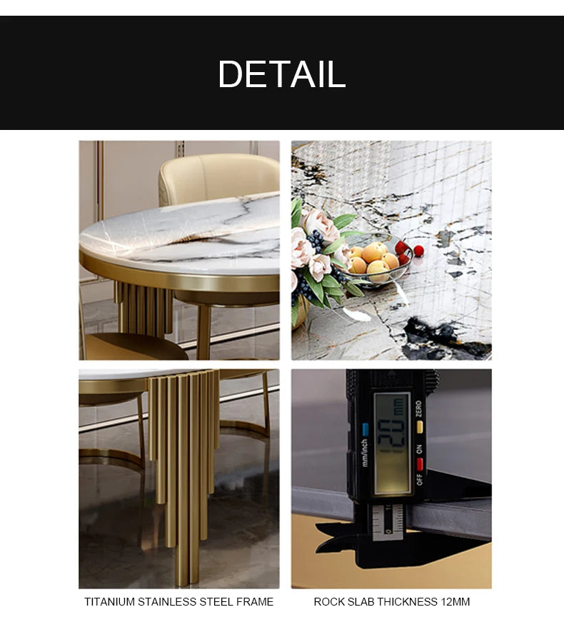 Stainless steel Dining Room Set Home Furniture modern marble dining table