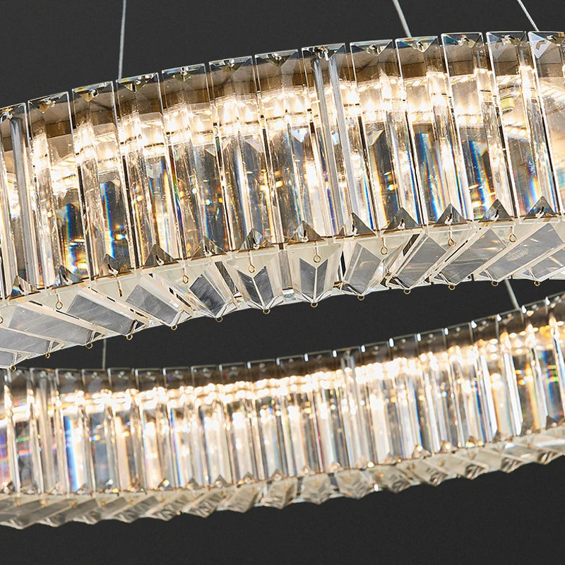 Modern Led Chandelier Round Rectangular Living Room Hanging Lamp Home Decor Indoor Lighting New Creative Kitchen Crystal Lustre