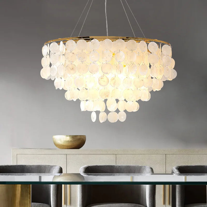 Shell Chandelier Bedroom Lighting Modern Hanging Chandelier With Gold Color For Living Room Dining Room Nordic Pendant Lights
