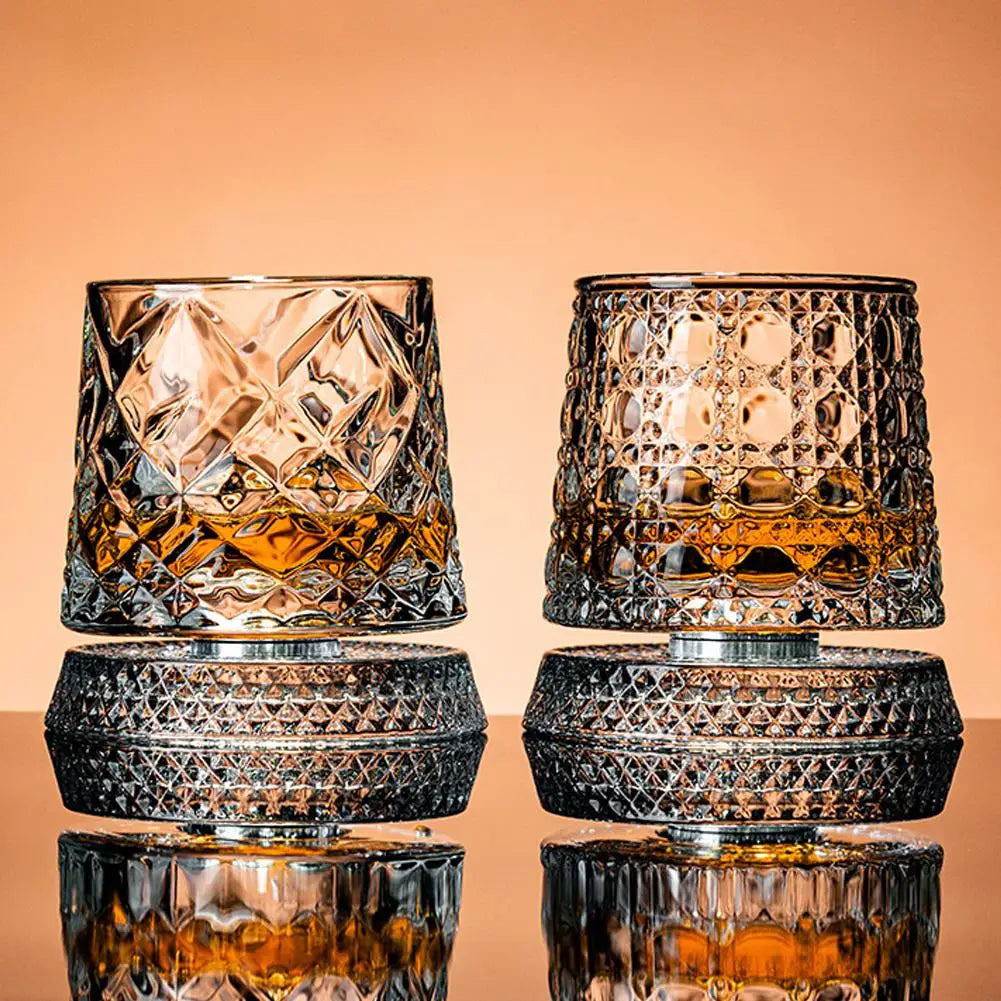 Rotating Whiskey Glass,Fashion Whiskey Glasses, Glassware For Bourbon, Gin, Voldka, Brandy For Cocktail Party Drinking Gift