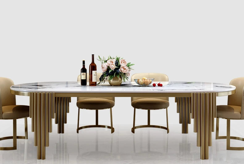Stainless steel Dining Room Set Home Furniture modern marble dining table
