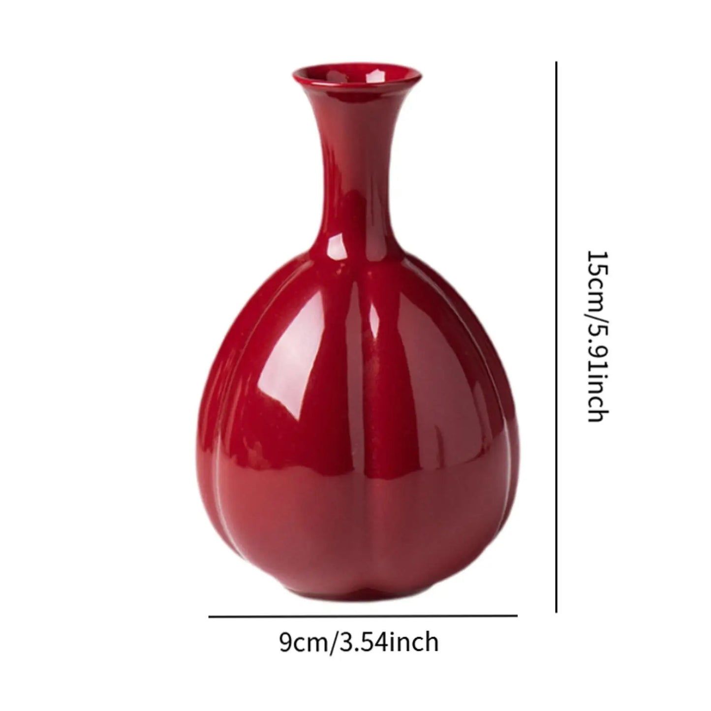 Ceramic Red Vase Modern Rustic Flower Vases Decorative Vases for Dining Room Bookcase Kitchen Home Office Decoration Entrance