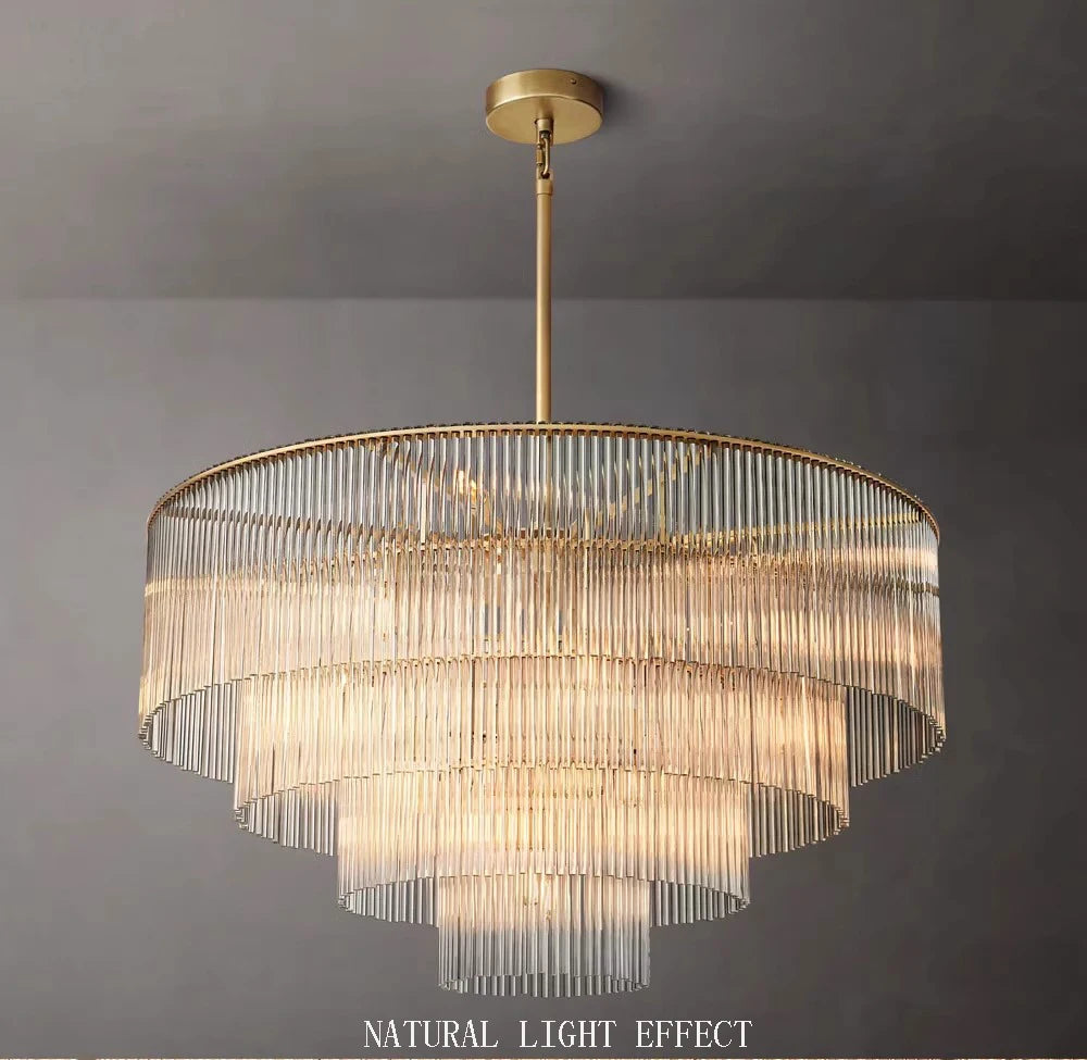 Art deco style Nordic chandelier featuring full brass and glass shade for dining room luxury creative hanging ceiling lamp