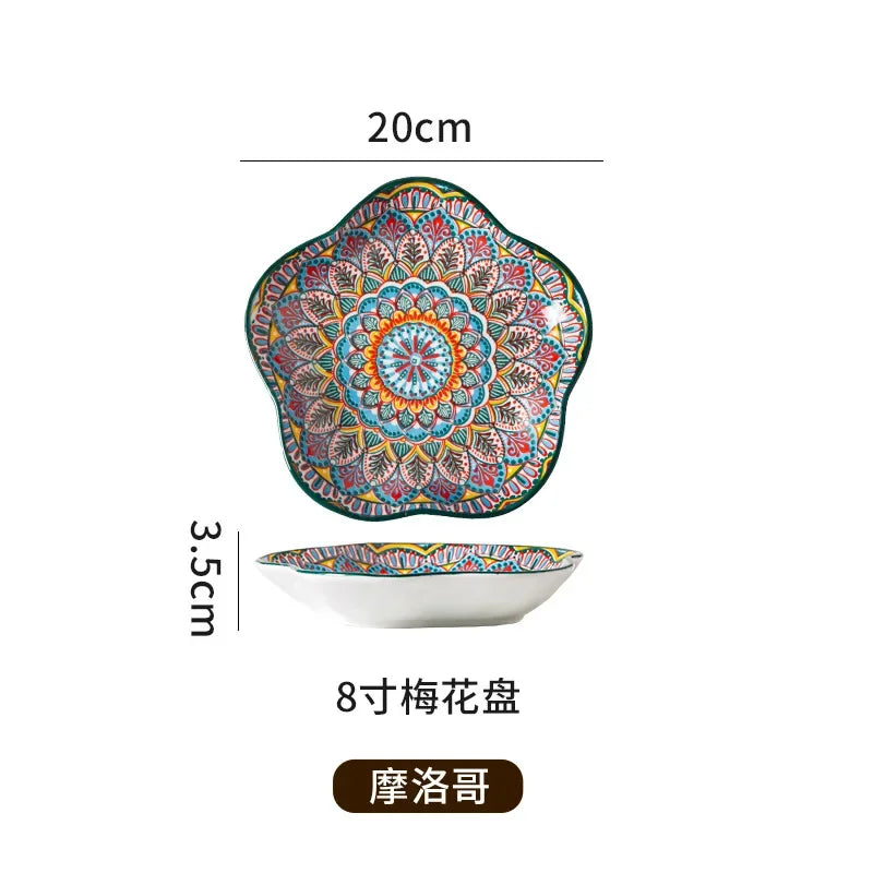 Ceramic Plates Vegetable Fruit Salad Good-looking Plate Breakfast Plates Exquisite Plum blossom Dinner Plate Western Pasta Plate