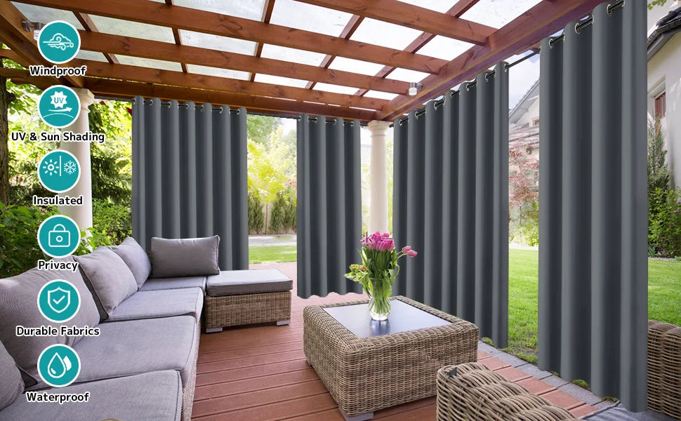 privacy outdoor curtains waterproof garden uv exterior curtain street gazebo curtain for patio porch pergola terrace cabana Pool