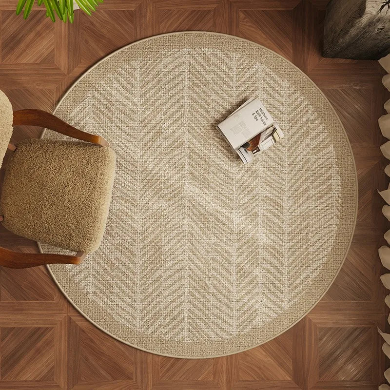 Round Bedroom Rug Light Luxury Study Coffee Table Floor Mat Retro Brown Living Room Carpet for Leisure Area Cloakroom Ковер 러그