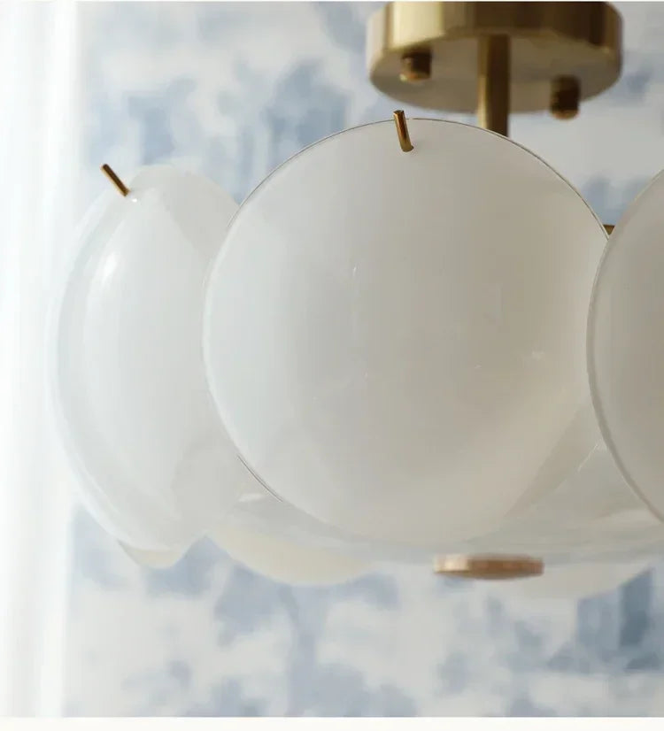 French Cream Style Chandelier Modern White Glass Ceiling Chandelier Living Room Bedroom Kitchen Luxury Dining Room Hanging Lamp