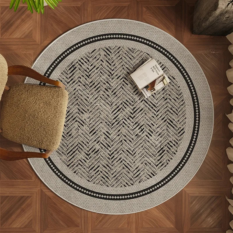 Round Bedroom Rug Light Luxury Study Coffee Table Floor Mat Retro Brown Living Room Carpet for Leisure Area Cloakroom Ковер 러그