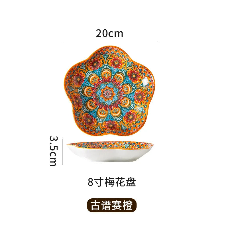 Ceramic Plates Vegetable Fruit Salad Good-looking Plate Breakfast Plates Exquisite Plum blossom Dinner Plate Western Pasta Plate
