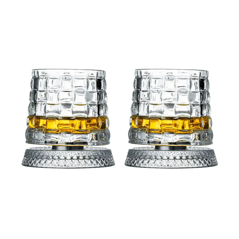 Rotating Whiskey Glass,Fashion Whiskey Glasses, Glassware For Bourbon, Gin, Voldka, Brandy For Cocktail Party Drinking Gift