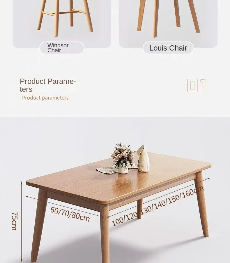 Solid wood dining table modern home rectangular dining table Japanese style dining table small apartment simple