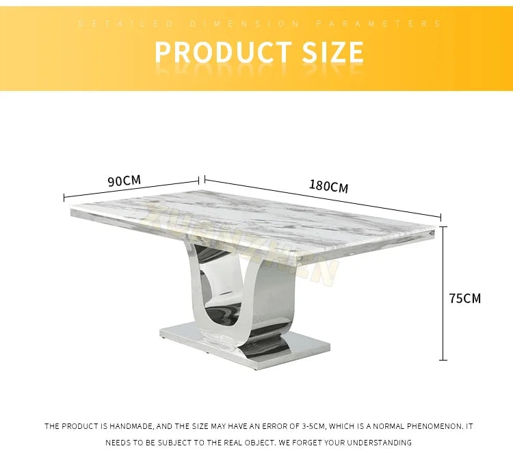 Dining room furniture white metal modern stainless steel stone luxury marble dining table set restaurant dining tables