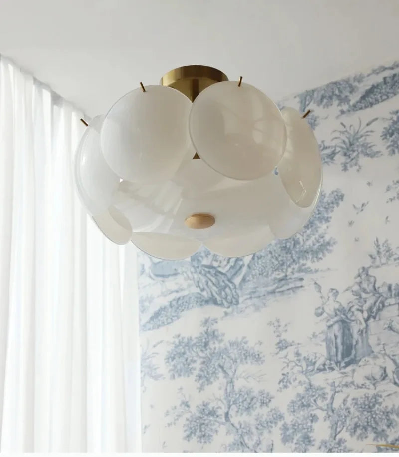 French Cream Style Chandelier Modern White Glass Ceiling Chandelier Living Room Bedroom Kitchen Luxury Dining Room Hanging Lamp