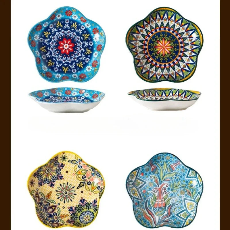 Ceramic Plates Vegetable Fruit Salad Good-looking Plate Breakfast Plates Exquisite Plum blossom Dinner Plate Western Pasta Plate