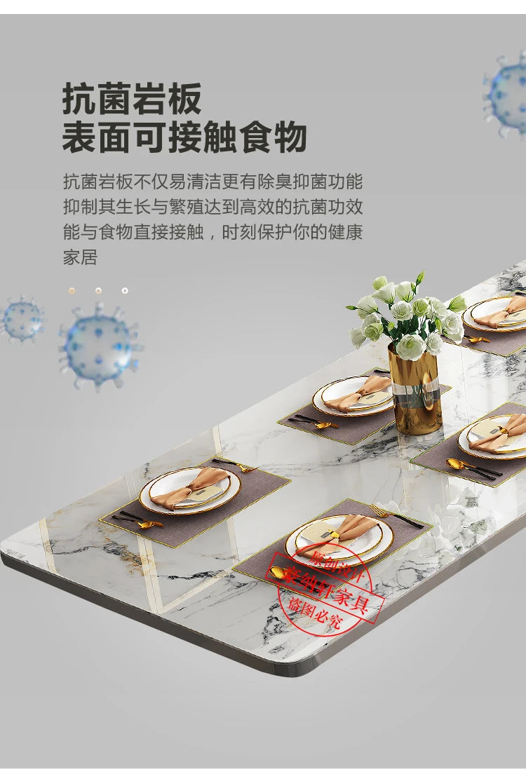 Modern Living Dining Table Luxury Italy Rectangle Waterproof 8 People Dining Table Legs Metal Moveis Para Casa Home Accessories