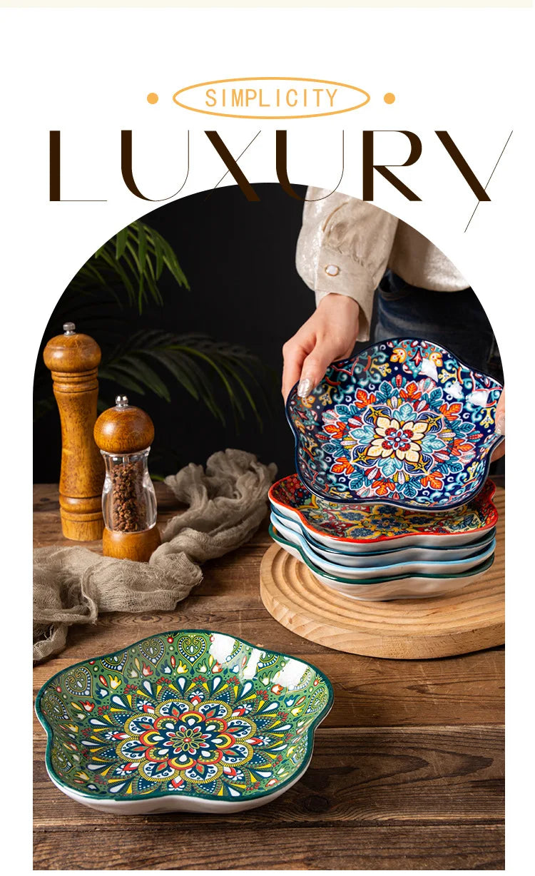 Ceramic Plates Vegetable Fruit Salad Good-looking Plate Breakfast Plates Exquisite Plum blossom Dinner Plate Western Pasta Plate