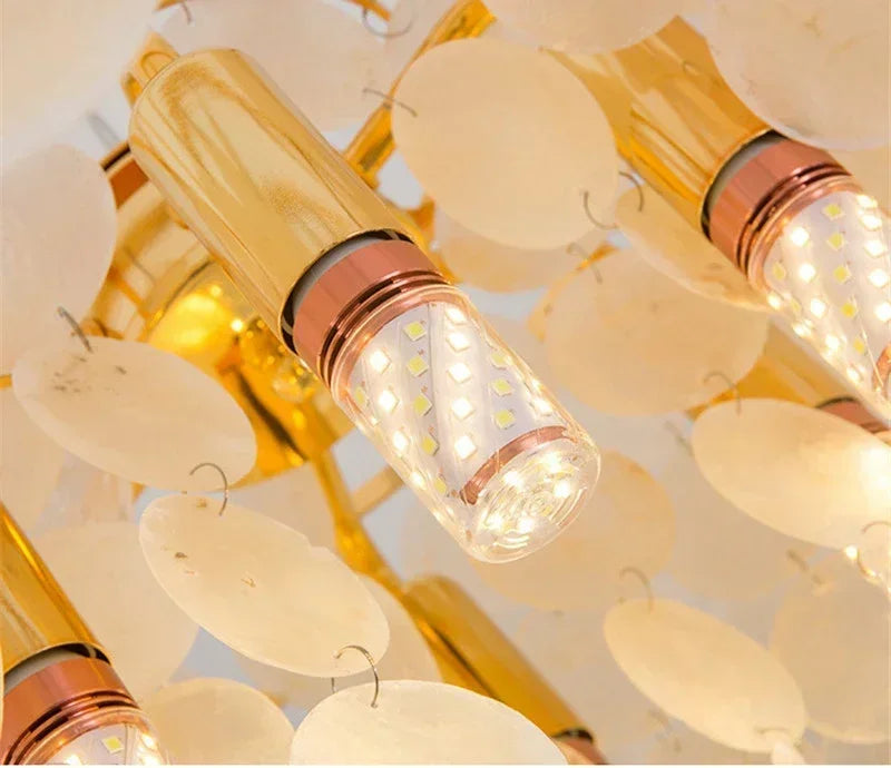 Shell Chandelier Bedroom Lighting Modern Hanging Chandelier With Gold Color For Living Room Dining Room Nordic Pendant Lights