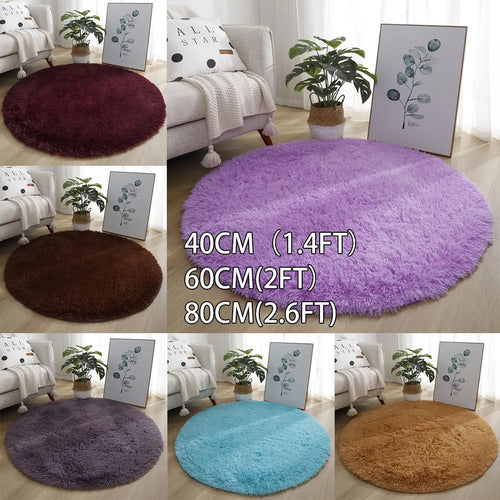 1pc home Rugs Large Shaggy Rug 40/60/80cm Super Soft Round Mat Living Room Bedroom Carpet Multi Color Select For Home Decor