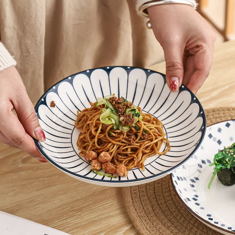 4-Piece 8-Inch Minimalist Ceramic Plates Set, Multipurpose Dishes for Salad，Dessert，Sushi, pasta,Microwave & Dishwasher Safe