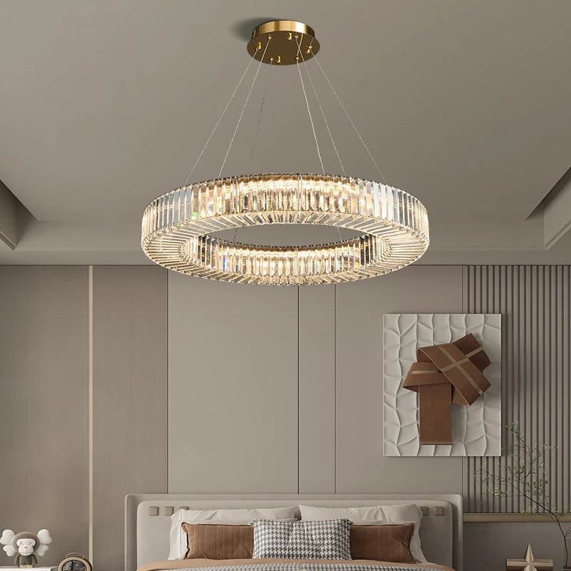 Modern Led Chandelier Round Rectangular Living Room Hanging Lamp Home Decor Indoor Lighting New Creative Kitchen Crystal Lustre