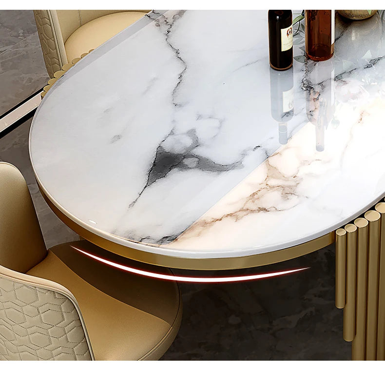 Stainless steel Dining Room Set Home Furniture modern marble dining table