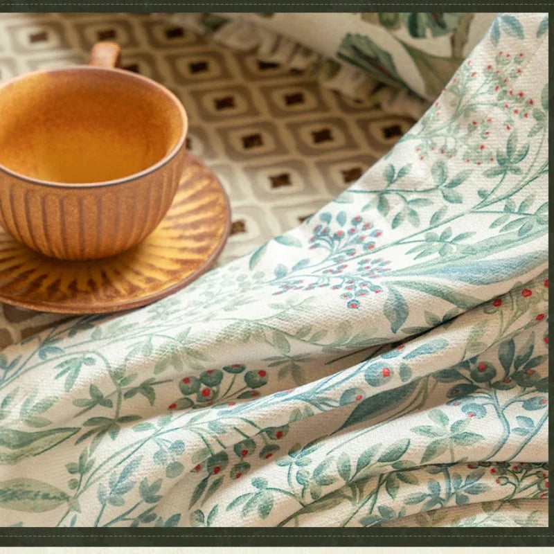 Curtains for Living Dining Room Bedroom American Pastoral Retro Floral Print Cotton and Linen Blackout Light Luxury