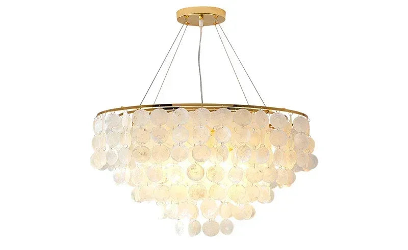 Shell Chandelier Bedroom Lighting Modern Hanging Chandelier With Gold Color For Living Room Dining Room Nordic Pendant Lights