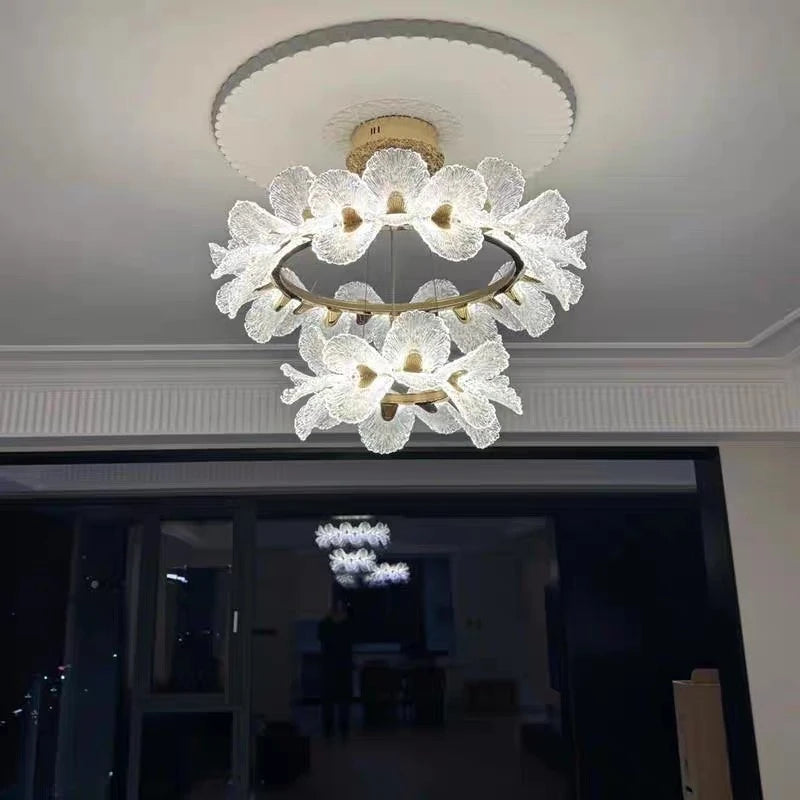Luxury Ceiling Chandelier French for Home Decoration Living Room Pendant Light Dining Room Bedroom Flower LED Hanging Lamp LED