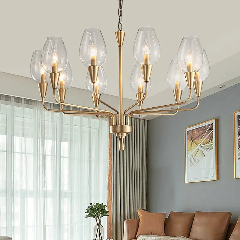 Modern art deco chandelier Living Room lustre vintage High Quality Hotel Guest Room Bedroom Glass Lamp chandelier gold