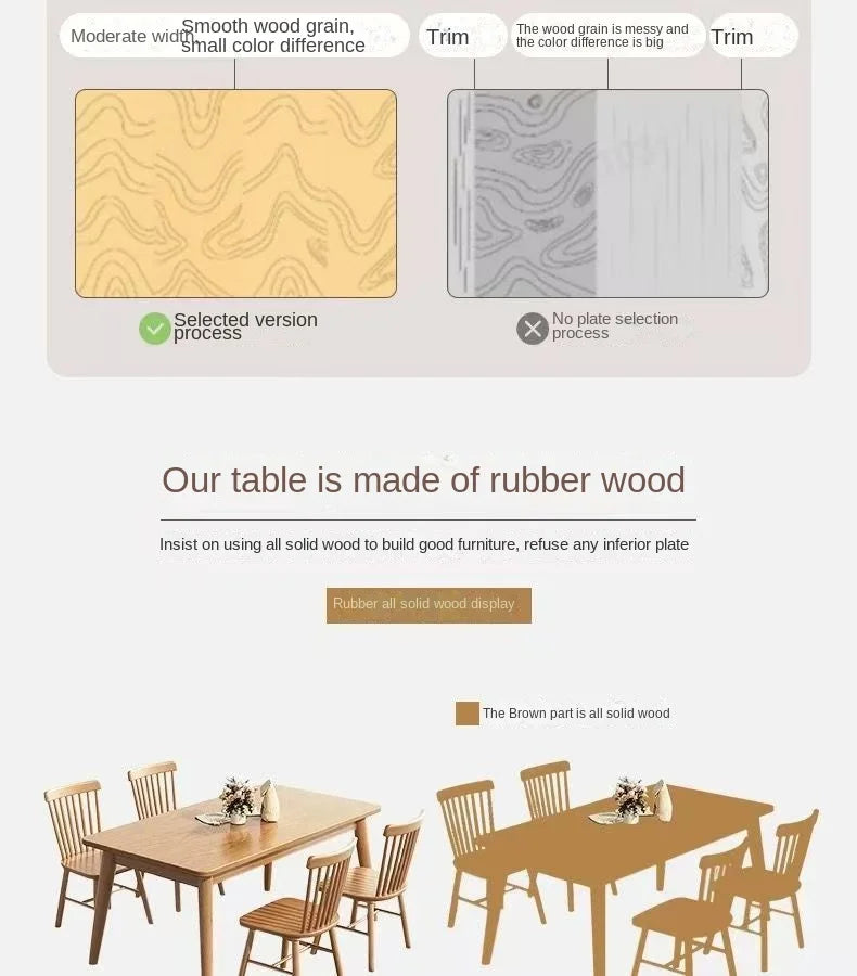 Solid wood dining table modern home rectangular dining table Japanese style dining table small apartment simple