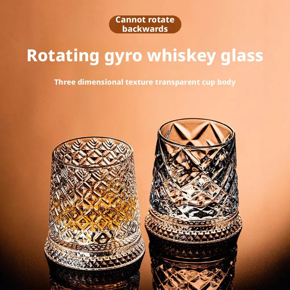 Rotating Whiskey Glass,Fashion Whiskey Glasses, Glassware For Bourbon, Gin, Voldka, Brandy For Cocktail Party Drinking Gift