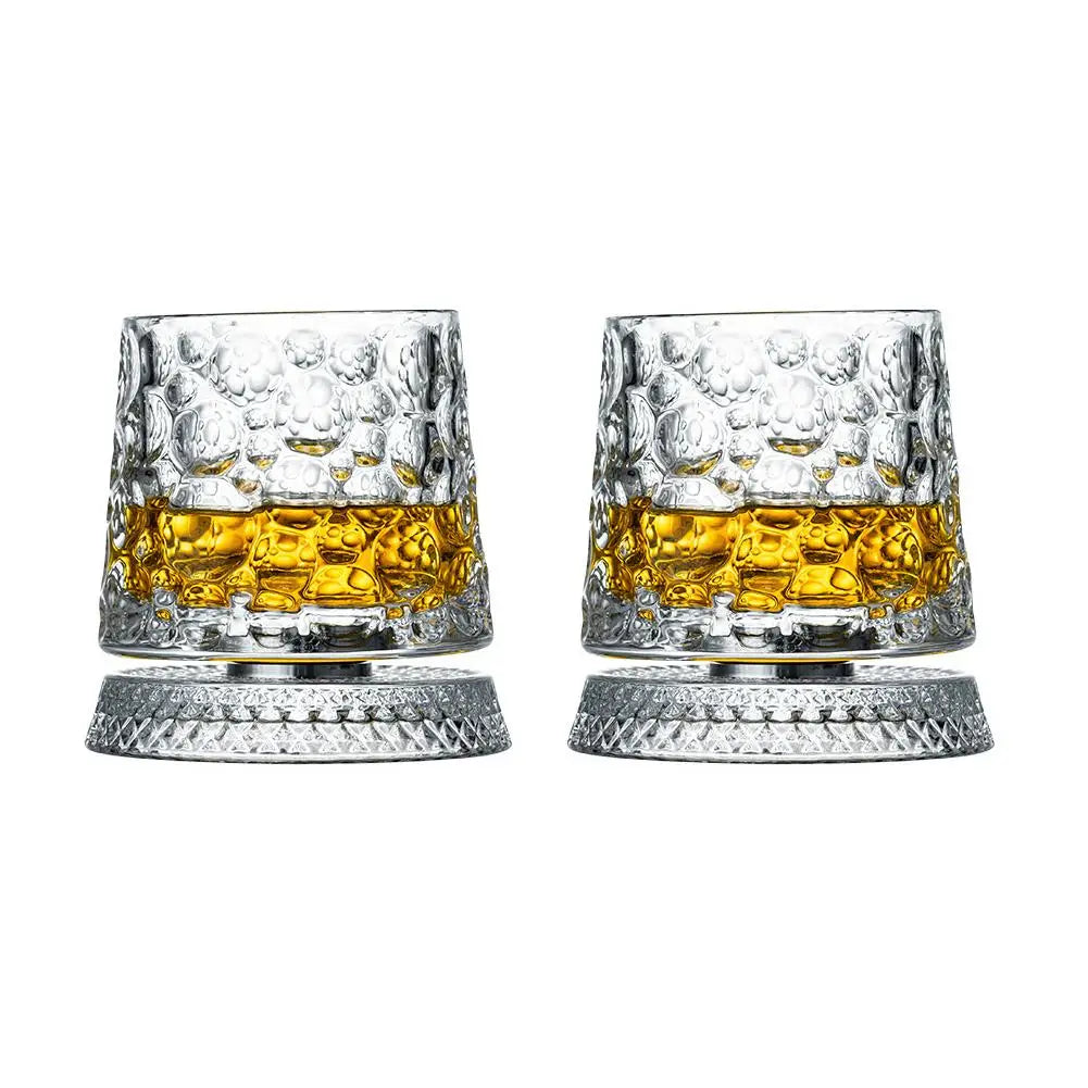 Rotating Whiskey Glass,Fashion Whiskey Glasses, Glassware For Bourbon, Gin, Voldka, Brandy For Cocktail Party Drinking Gift