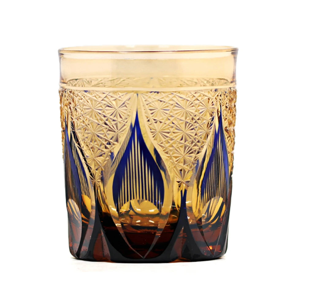 Edo Kiriko Drinking Glass Old Fashioned Crystal Whisky Cup For Scotch Bourbon Hand Cut Design Cocktail Glass With Gift Box 1PC
