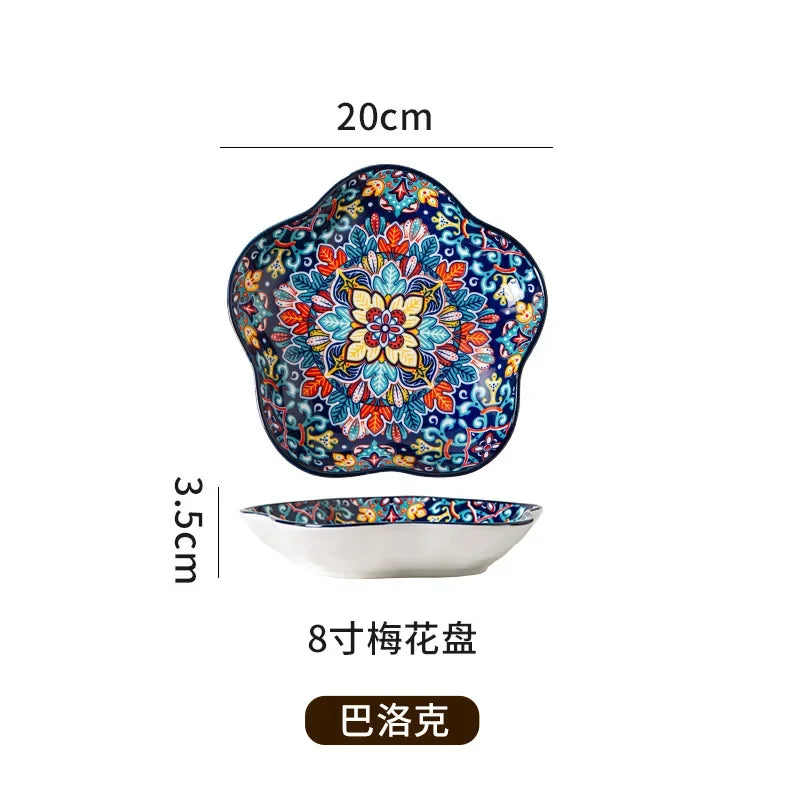 Ceramic Plates Vegetable Fruit Salad Good-looking Plate Breakfast Plates Exquisite Plum blossom Dinner Plate Western Pasta Plate