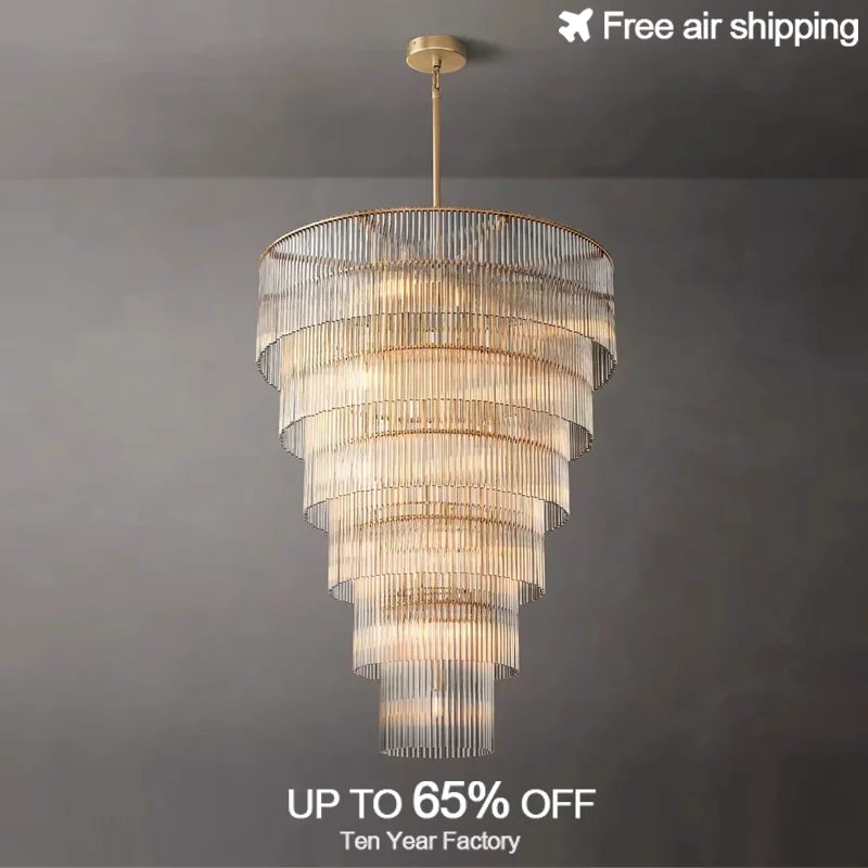Art deco style Nordic chandelier featuring full brass and glass shade for dining room luxury creative hanging ceiling lamp