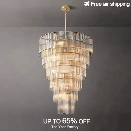 Art deco style Nordic chandelier featuring full brass and glass shade for dining room luxury creative hanging ceiling lamp