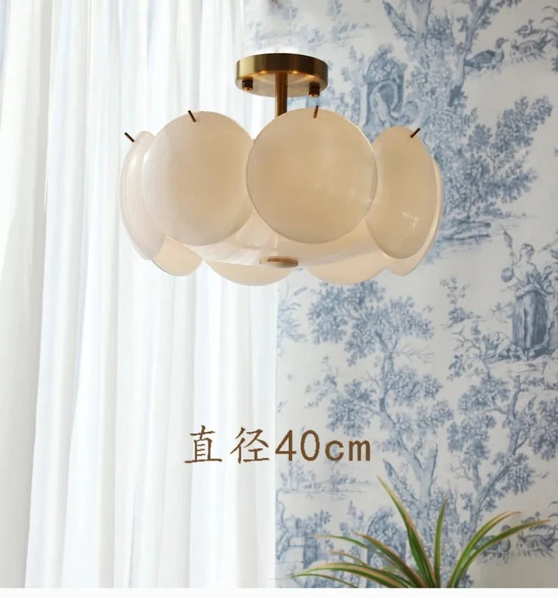 French Cream Style Chandelier Modern White Glass Ceiling Chandelier Living Room Bedroom Kitchen Luxury Dining Room Hanging Lamp
