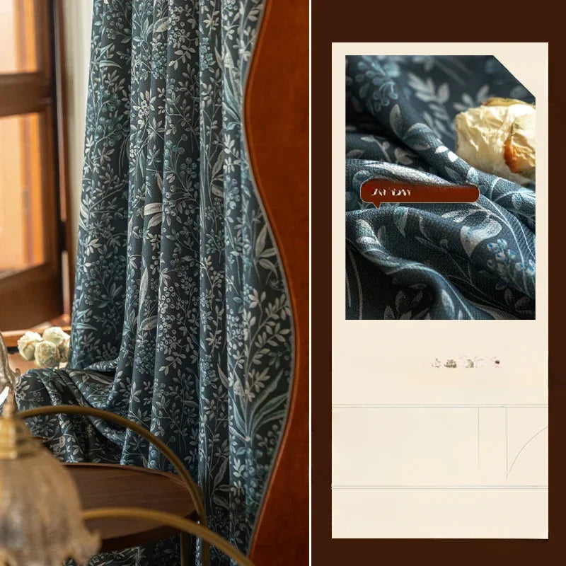 Curtains for Living Dining Room Bedroom American Pastoral Retro Floral Print Cotton and Linen Blackout Light Luxury