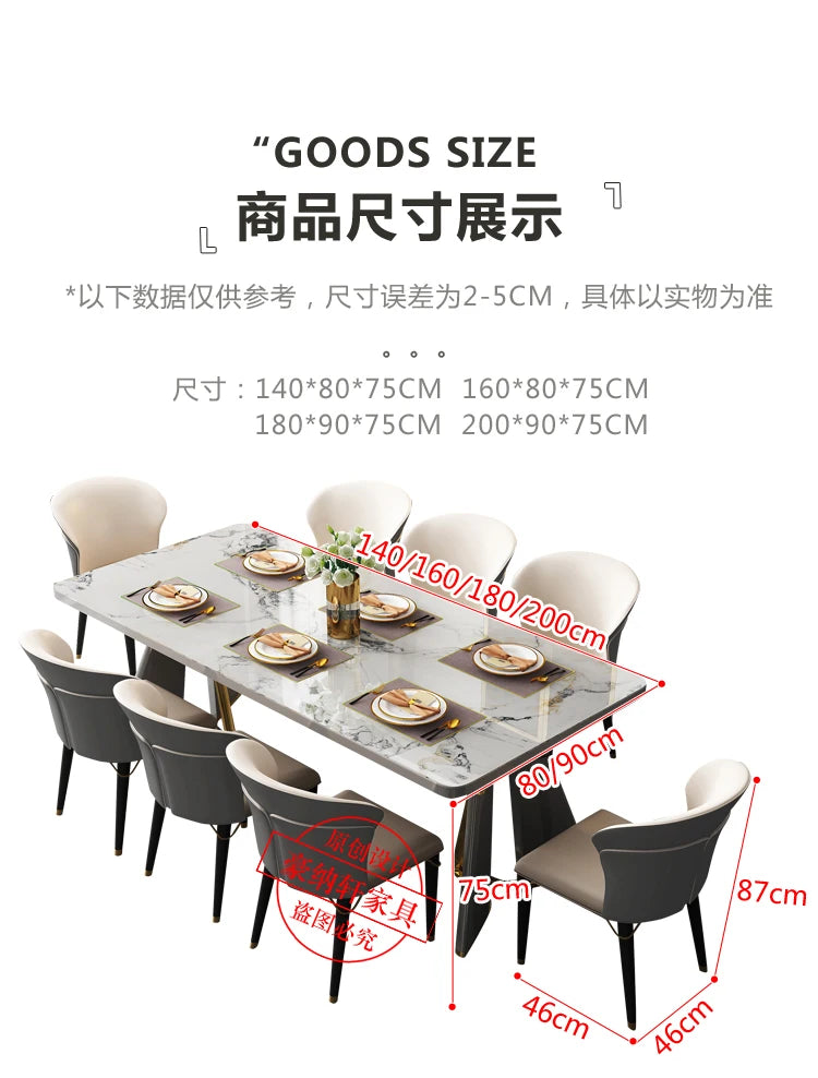 Modern Living Dining Table Luxury Italy Rectangle Waterproof 8 People Dining Table Legs Metal Moveis Para Casa Home Accessories
